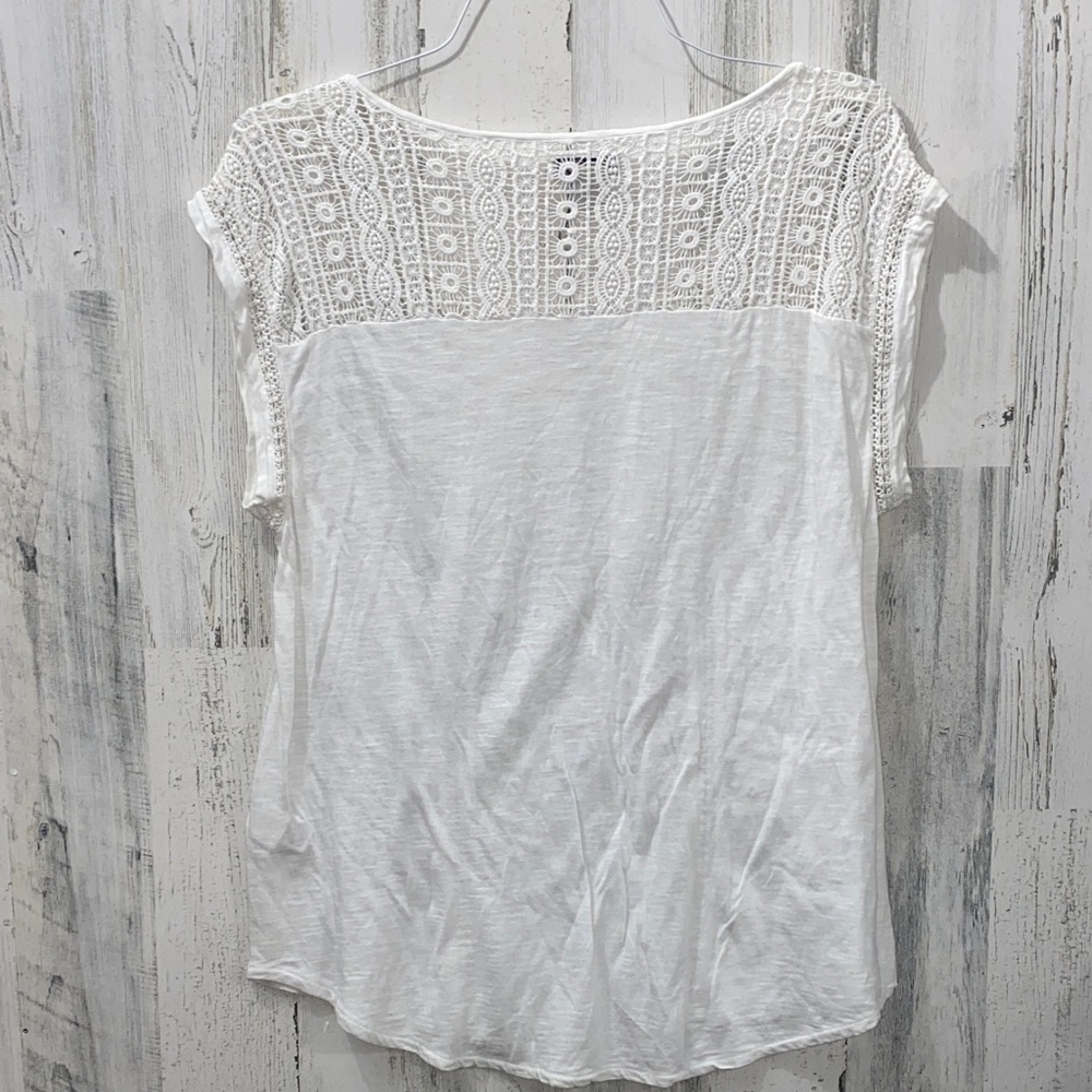 0801 Lucky Brand White Lace Detail Women's Top - Picture 3 of 3
